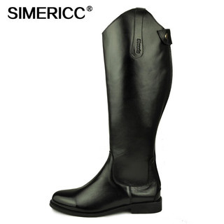 simericc经典专业全牛皮马术靴男式  高筒长骑士摩托比赛长靴马靴1118 男款黑色内外全皮 41 255