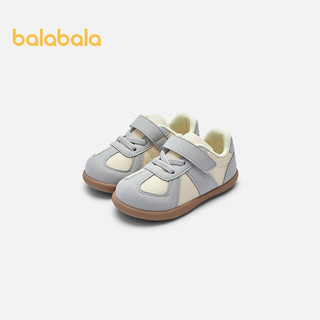 巴拉巴拉童鞋宝宝婴儿学步鞋秋季2024男宝女宝阿甘鞋防滑时尚 白灰色调00312 22码