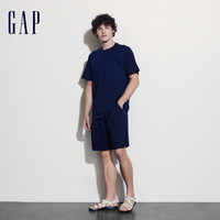 Gap 盖璞 男女士针梭织拼接短袖T恤宽松简约百搭上衣 464123 海军蓝 XL