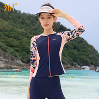 361°泳衣女分体长袖长裤防晒2024保守冬温泉泳装高级感衣潜水服 藏青2048 XL 身高160-170cm重56-61kg