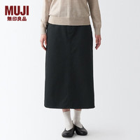 无印良品 MUJI 女式 丝光斜纹 裙子半身长裙秋冬季简约风纯棉全棉BEK37C2A 黑色 XL(165/74A)