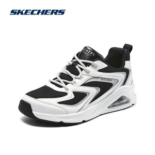 SKECHERS 斯凯奇 复古经典慢跑步气垫运动鞋女网布透气177424 白色/黑色/WBK 36.5