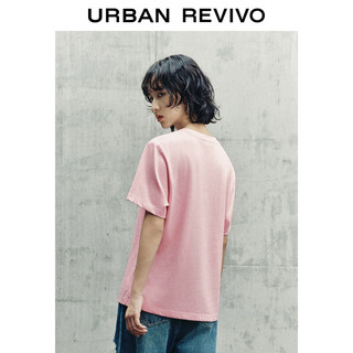 URBAN REVIVO 女士趣味减龄可爱立体萌宠装饰T恤 UWL440203 浅粉色 XL