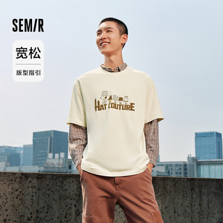 森马（Semir）史努比系列短袖T恤男2024秋季复古装纯棉 咖色调00355 175/92A/L