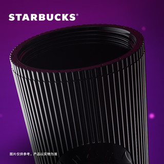 星巴克（Starbucks）杯子 黑色系列竖条纹大容量塑料吸管杯710ml 咖啡杯 男女士 竖条纹塑料吸管杯 710ml