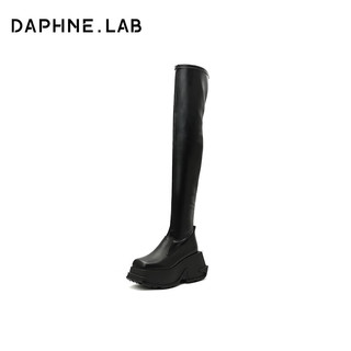 DAPHNE LAB方糖过膝靴3代超厚底真皮长靴子女