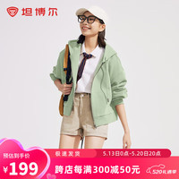 坦博尔卫衣女春秋短款连帽运动外套宽松小个子TD4160502 淡翠绿 170 