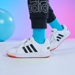 adidas HOOPS低帮休闲篮球板鞋小白鞋男小童儿童阿迪达斯 白/黑 35(210mm)