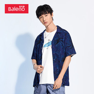 班尼路（Baleno）潮流时尚印花短袖男宽松运动休闲开衫 05Z深蓝色 M 