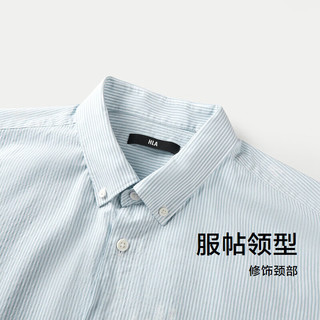 HLA海澜之家短袖衬衫男夏季24条纹吊染透气休闲衬衣男