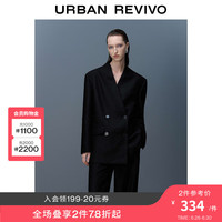 UR秋冬女装经典百搭宽松廓形通勤气质西装外套UWJ130042 黑色 M