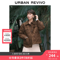 UR秋冬女装时尚设计感宽松拼接菱格羽绒服UWH130022 深棕色 M