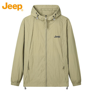 吉普（JEEP）防晒衣外套男女款夏季UPF50+夹克冰丝透气皮肤衣 卡其 M 