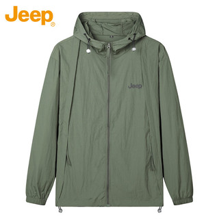 吉普（JEEP）防晒衣外套男女款夏季UPF50+夹克冰丝透气皮肤衣 墨绿 M 
