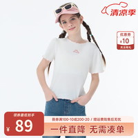 Kappa Kids卡帕休闲短袖女童T恤2024童装甜美女孩上衣轻薄透气儿童夏装 薄款 白色 170