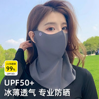 苏木佰UPF防晒面罩护颈防紫外线女脸基尼开车冰丝透气专业夏季全脸口罩 深灰色