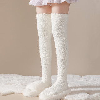 叕二叕珊瑚绒袜子女加厚保暖月子袜过膝长筒袜女秋冬地板袜家居睡觉袜子