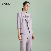蓝地（LANDI）LANDI气质收腰七分袖西服外套女西装上衣2024夏 柔雾紫 S