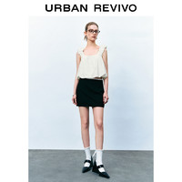 URBAN REVIVO UR2024夏季新款女装休闲少女短款方领无袖罩衫衬衫UWU240071