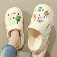 QYCKABY洞洞鞋男士夏季EVA家居户外两穿透气卡通厚底浴室防滑半凉拖鞋女 巴斯光年【白色】 38-39 适合37-38
