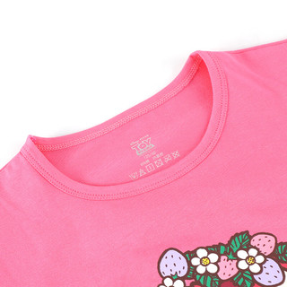 迪士尼女童t恤夏季薄款短袖女孩半袖草莓熊花边汗衫  SS98325玫红 150 150（身高140-150cm）