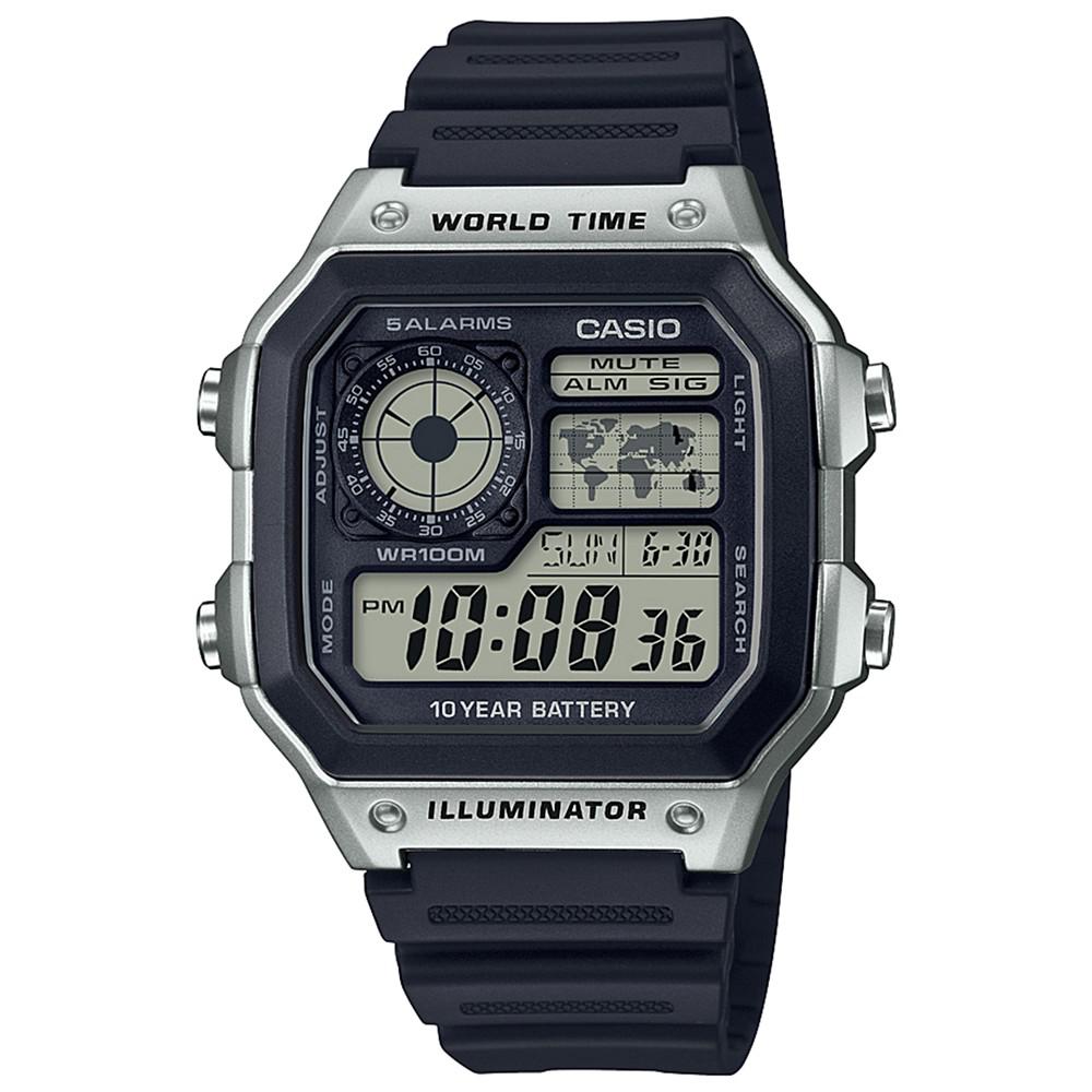 男式数字黑色树脂表带手表42.1mm