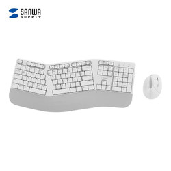 SANWA SUPPLY 山业 人体工学键鼠套装 无线USB垂直竖握鼠标 104按键键盘 倾角支架 附软垫 办公游戏