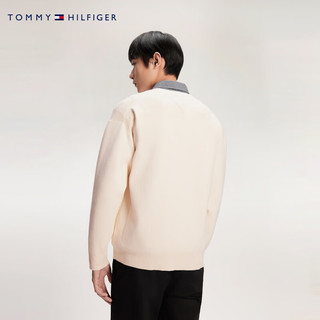 TOMMY HILFIGER24春夏男装简约小绣标宽松版纽扣V领针织开衫外套34921 米色AEF M