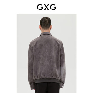 GXG男装 极简系列深灰色麂皮绒皮衣外套22年冬季 深灰色 170/M