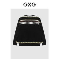 GXG男装 同款费尔岛系列黑色中阔潮流设计圆领卫衣 22年冬季
