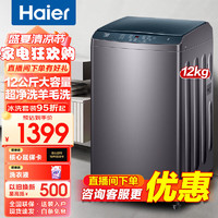 Haier 海尔 12公斤波轮全自动洗衣机减少缠绕桶自洁智能预约