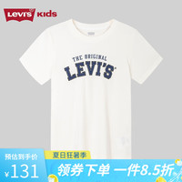 Levi's李维斯童装儿童短袖T恤24夏男童复古贴布上衣 明亮白 160/80(XL)