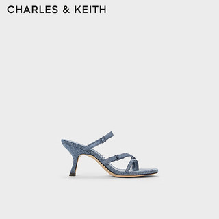 CHARLES&KEITH24夏季法式缎带高跟凉鞋露趾凉拖CK1-60920377 Denim Blue深牛仔蓝色 39