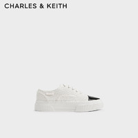 CHARLES&KEITH24夏拼色厚底休闲系带运动板鞋女CK1-70900511 粉白色Chalk 39