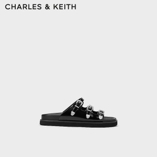 CHARLES&KEITH24夏时尚外穿皮带扣厚底凉拖鞋女CK1-70580226 Black Box黑色 41