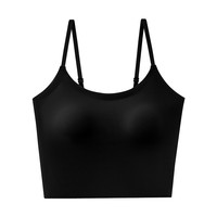 宝娜斯女士美背内衣一片式吊带背心带胸垫内搭夏季薄款冰丝文胸 经典黑 L(体重100-115斤)