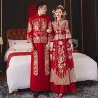 泰勒马丁(TAILEMARTIN) 秀禾服新娘2024年结婚礼服中式婚纱敬酒服龙凤褂嫁衣 311披肩加钻款(仅女装) L