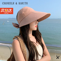 CHANEELR & KARITH防晒帽遮阳帽子女2024户外休闲遮阳防晒防紫外线百搭款太阳帽 卡其