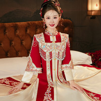 泰勒马丁秀禾服新娘婚纱2024古装嫁衣新中式结婚礼服敬酒服龙凤褂婚服 H001 M