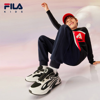 FILA【鲸鱼鞋】斐乐童鞋儿童跑步鞋中大童儿童复古跑鞋 黑/斐乐白-BW 41码/内长25.5cm 41码 内长25.5cm