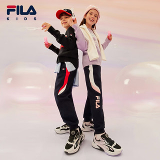 FILA【鲸鱼鞋】斐乐童鞋儿童跑步鞋中大童儿童复古跑鞋 黑/斐乐白-BW 38码/内长24.0cm 38码 内长24.0cm