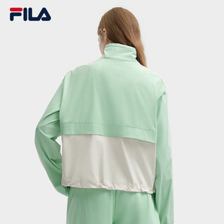 FILA 斐乐女士梭织外套2024夏时尚休闲宽松拼色立领上衣 青烟绿-TQ M 165/84A