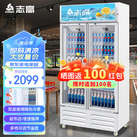志高（CHIGO）728升双门冷藏展示柜 商用冰箱 超市饮料啤酒保鲜立式冷柜 LSC-728FL 志高728升双门风冷展示柜