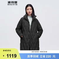 波司登（BOSIDENG）鹅绒羽绒服女商务气质立领中长款90绒保暖外套B30134162 黑色8056 180/100A