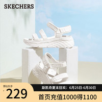 斯凯奇（Skechers）女鞋夏季透气厚底凉鞋女士运动沙滩鞋子增高休闲魔术贴111126 白色/WHT 35