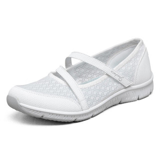 斯凯奇（SKECHERS）女鞋运动玛丽珍平底休闲鞋100354 WHT白色 39 