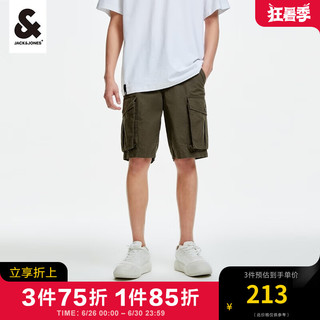 杰克·琼斯（JACK&JONES）夏季男装男士友风舒适潮流街头百搭宽松直筒工装休闲短裤裤子男装 深军绿 185/88A/XLR