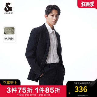 杰克·琼斯（JACK&JONES）男装春夏季男士西装直筒休闲商务西服高端外套男高级感痞帅 黑色E40 180/100A/L