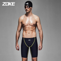 洲克 ZOKE 游泳训练弹力舒适五分泳裤 防尴尬竞技专业运动泳裤 117536977-1 黑色/黄色 XL
