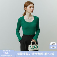 FANSILANEN范思蓝恩22FS3069百搭U型领针织衫女可机洗羊毛内搭长袖打底上衣